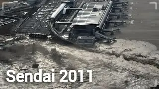 Sendai City Absorbed by Giant Tsunami Japan 2011