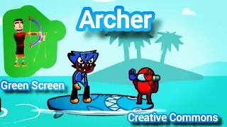 Archer shoots green screen. Video chromakey.