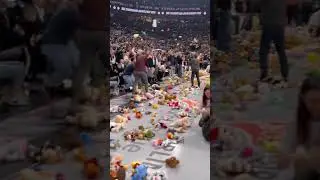 Partizan fans throw toys on the court which will be donated to foster homes! #euroleague #basketball