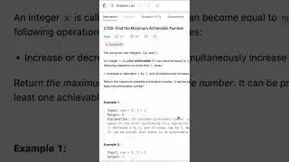 Leetcode solution 2769. Find the max Achievable Number. Day 3 of 69 Days Leetcode challenge