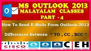MICROSOFT OUTLOOK 2013 MALAYALAM - PART 4 - How To Send E-Mails & Differences Between 