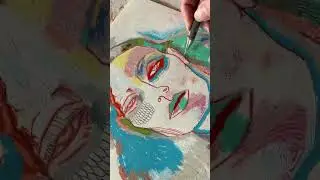 Drawing portrait with oil pastels and pencils. ✨ #drawing #oilpastel #pencildrawing #sketching #art