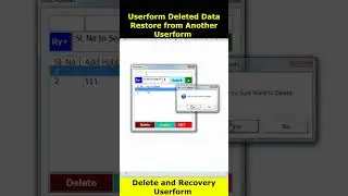 Userform Data Delete and Recovery in VBA Excel  