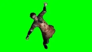 zombie is shot - green screen - free use