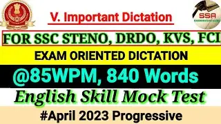 SSC STENOGRAPHER GRADE D SKILL 💯 MOCK TEST #85wpm 840 WORDS WITH TIMER ⏰ #sscskilltest #80wpm #steno