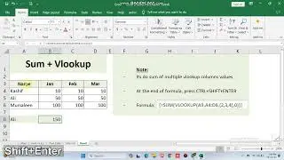 Sum of Vlookup Multiple Columns Values (Sum+Vlookup) in Excel