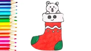 Christmas Stocking Drawing&Coloring for Kids #drawingtutorial #christmasart #coloring #satisfyingart