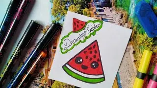 HOW TO DRAW WATERMELON FOR KIDS ?