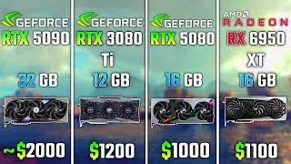 RTX 5090 vs RTX 3080 Ti vs RTX 5080 vs RX 6950 XT | Test in 6 Games