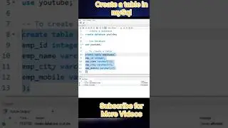 HOW TO CREATE A TABLE IN MYSQL | SQL tutorials for beginners | SQL Interview questions #sql #mysql