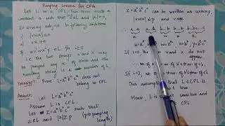 Pumping Lemma| Context Free Language and Context sensitive languages| Prove that language is not CFG