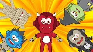 Halloween-Five Little Monkeys Jumping on a Bed | Kids Songs & Nursery Rhymes | Labuboo kidz