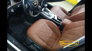 Чехлы на Audi A4 (B8) из итальянской экокожи Аврора цвета коньяк