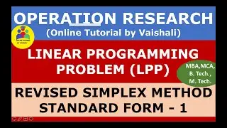 Revised simplex method standard form I in english |Linear programming problem |Operation research