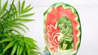 Simple watermelon carving /Fruit carving ideas/Art with fruits/Tutorial for beginners.