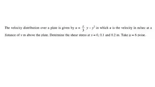 The velocity distribution over a plate is given by in which u is the velocity in m/sec at