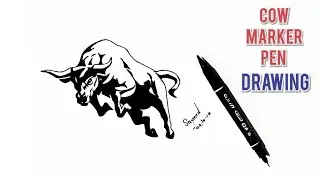 Cow Drawing /How To Draw Cow Marker Pen Drawing