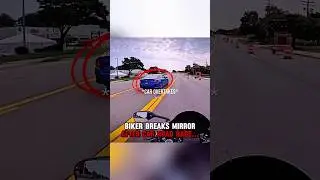 Biker breaks mirror after road rage‼️🤯