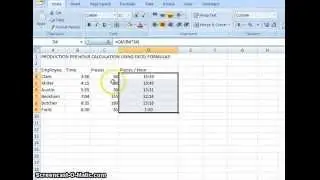 00001 - Production Per Hour Calculation Using Microsoft Excel