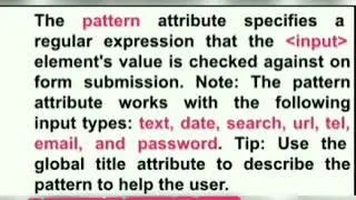 HTML Pattern attribute | Pattern attribute of Input tag in  HTML5 with Regexp examples | HTML5
