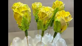 Зефирные цветы на мармеладных карандашах#Marshmallow flowers on gummy pencils