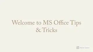 MS Office Tips & Tricks