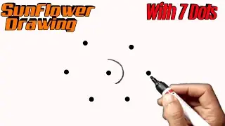 Draw A Sunflower Step By Step From 7 Dots | Sunflower Drawing Easy And Beautiful Step By Step