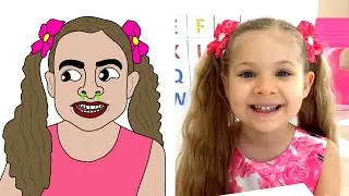 Diana and Roma - ABC Learn English Alphabet | funny cartoon drawing meme 🤣