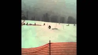Women's first snowboard jump