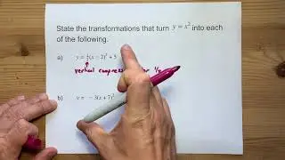 State the Transformations that turn y=x^2 into each of the following (examples)