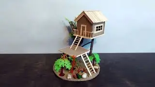 Tree House | house on tree | making a small cardboard house with light | House Making | Trina Videos