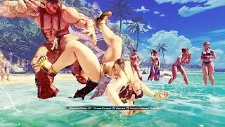 Street Fighter V Swimsuit Chun Li Ryona Alex's EX Command Grabs in Frame by Frame Slow Motion