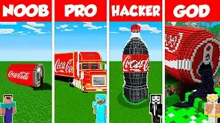 Minecraft Battle: NOOB vs PRO vs HACKER vs GOD: COCA COLA SODA HOUSE BUILD CHALLENGE / Animation