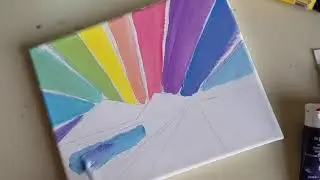 PAINT WITH ME!  Painting tutorial Rainbow Sky - How to speed paint  - Colorful Modern Art