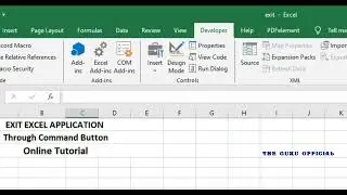 Excel  VBA Code to Create Command button to Exit Excel Application - Macros coding Online Tutorial