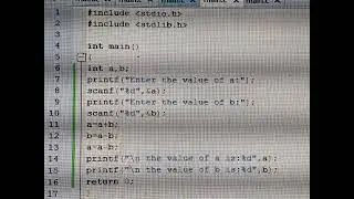 # 12. C programming to swap two numbers without using temp variable