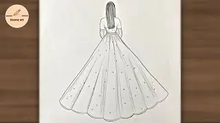 How to draw a back side girl with a beautiful dress