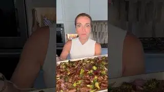 I lose weight eating this Sheet Pan Garlc Ginger Beef + Broccoli #shorts