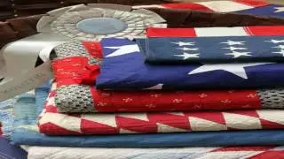 Toland Patriotic Welcome Decorative America Red White Flower Floral Blue US
