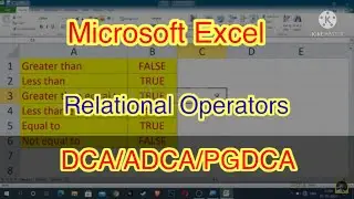 Relational Operators in Excel