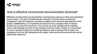 Achieving Effective Construction Documentation