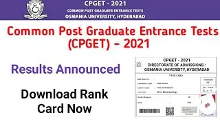 CPGET 2021 RESULTS | OSMANIA UNIVERSITY | PG entrance results