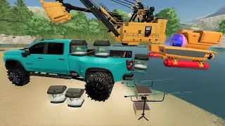Saving Fish from Lake using HUGE tractor | Farming Simulator 22