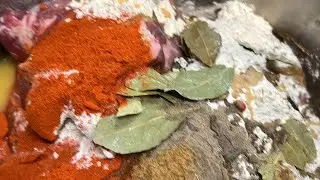 Marinating spicy  beef 🥩 barbecue