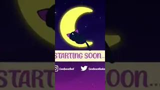 Cat sleeping on the moon animated Twitch screen starting soon 