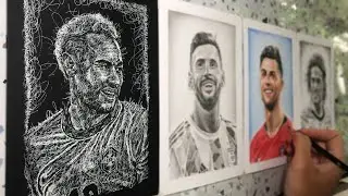 Drawing 4 Players that I hope win the World Cup before they retire ( CR7, LM10, NeymarJr, Cavani )