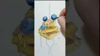 Pancakes - watercolor drawing 