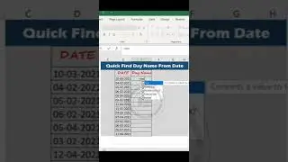 quick find Day name from Date in Excel Formula #computer_classes_sannu