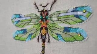 40 - Finished Emerald Dragonfly Embroidery by Nora Corbett