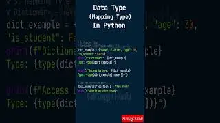 Data type Mapping Type Dictionary in Python 